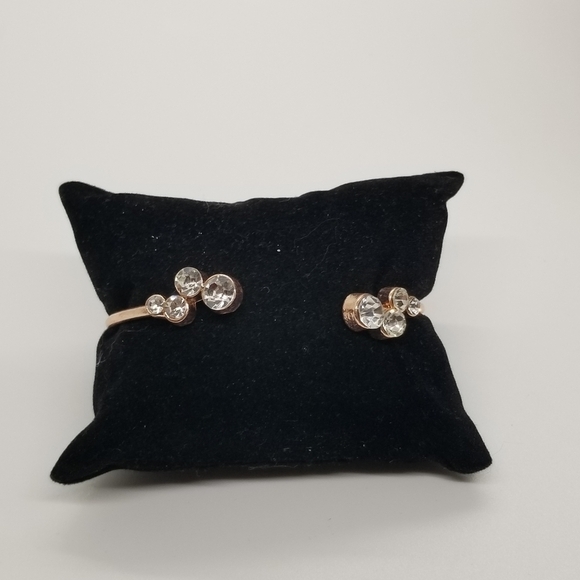 rose gold tone thin cuff bracelet with rhinestones - Picture 1 of 4